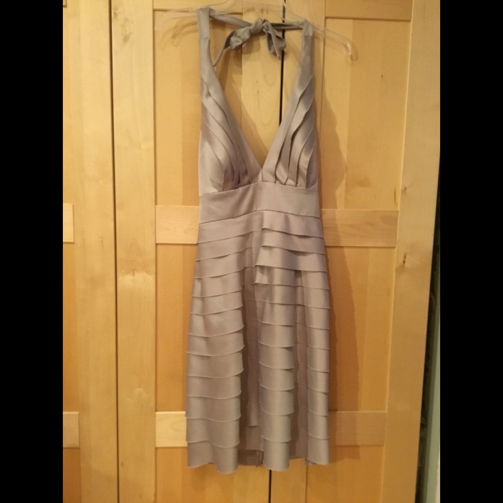 Nine West satin taupe halter dress size 4